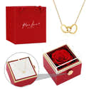 Cadeau Femme Rose éternelle Avec Collier – Coffret Cadeau Romantique Anniversaire, Saint-Valentin, Fête Des Mères | Fleur Préservée + Bijou - 4