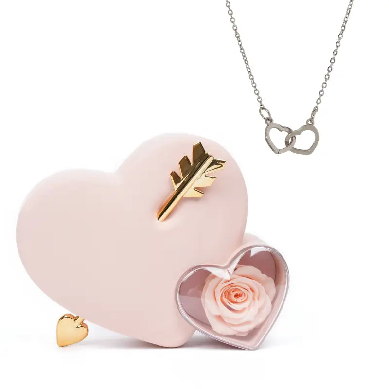 Coffret Amour Rose Éternelle Collier Gravé