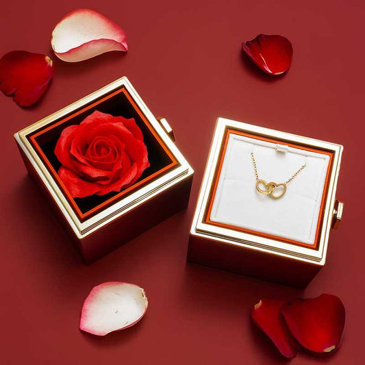 Coffret Rose Éternelle - Collier Gravé